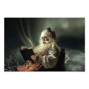 Old Man Santa Claus Reading His List Photo Print