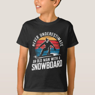 Old Man Snowboarding Lover Humour Design Funny Sno T-Shirt