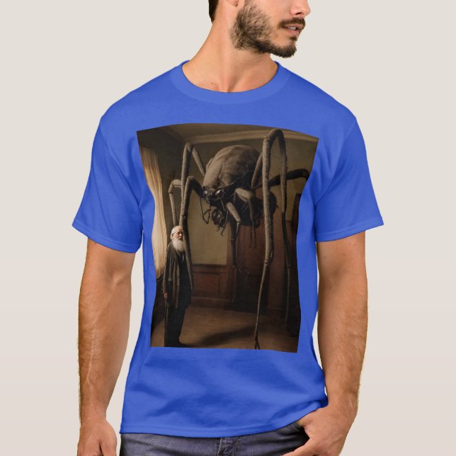 Old Man Standing Next to a Giant Spider Monster T-Shirt (Front)