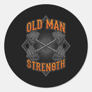 Old Man Strength Muscle Gym Training Bodybuilding  Classic Round Sticker