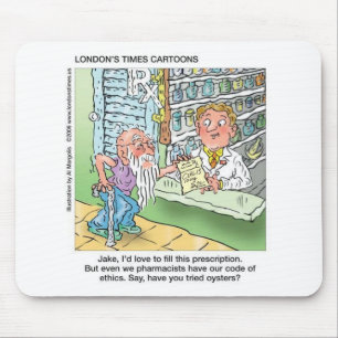 Old Man & The Pharmacy Funny Offbeat Cartoon Gifts Mouse Mat