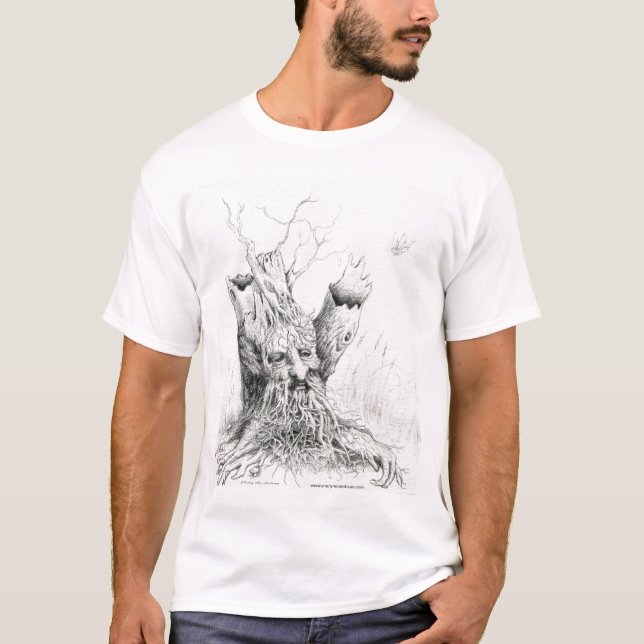 "Old Man Tree Spirit" graphite T-Shirt (Front)