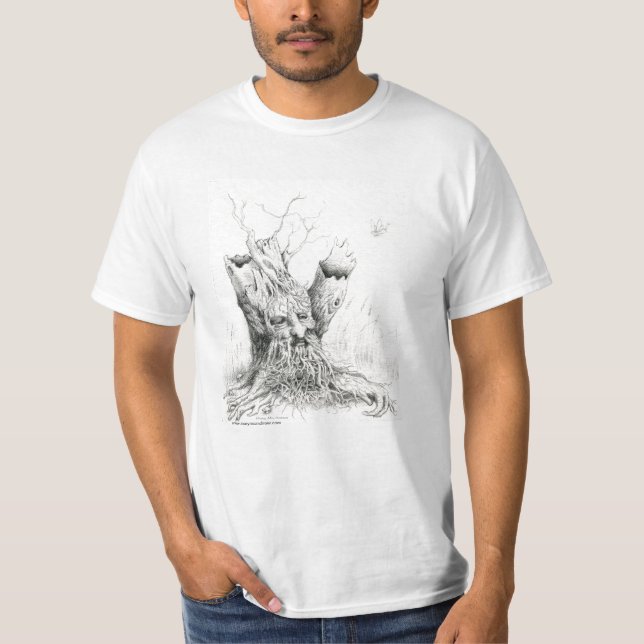 "Old Man Tree Spirit" graphite T-Shirt (Front)