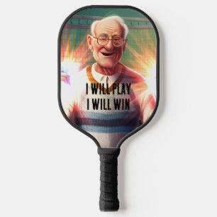 Old Man Triumphant With Your Name Pickleball Paddle