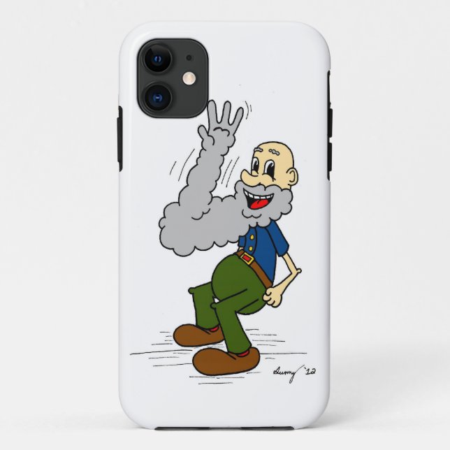 Old Man Waving Beard Cartoon iPhone 5 Case (Back)