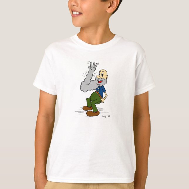Old Man Waving Beard Kids Basic Tee (Front)