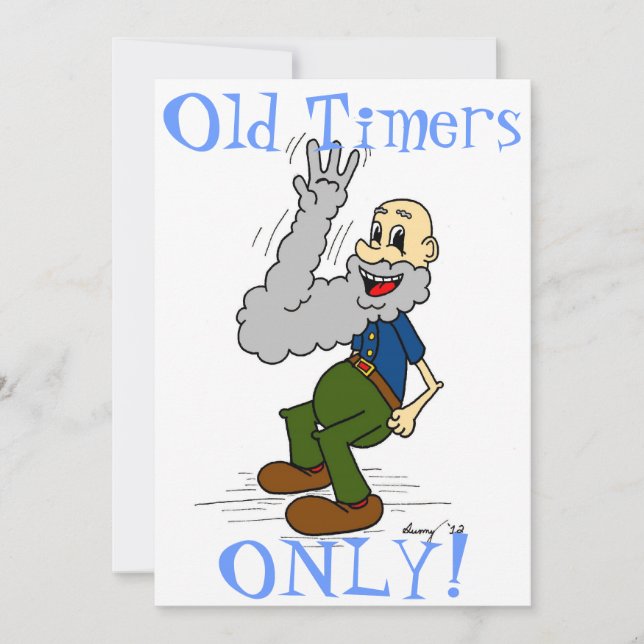Old Man Waving Beard "Old Timers ONLY!" Invitation (Front)
