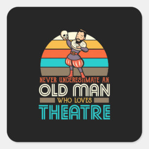 Old Man Who Loves Theatre Square Sticker