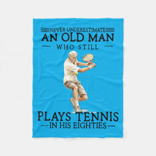 Old Man Who Plays Tennis In Eighties Tennis Player Fleece Blanket