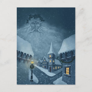 old man winter holiday postcard