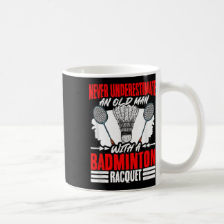 Old Man With A Badminton Racket Shuttle Badminton Coffee Mug