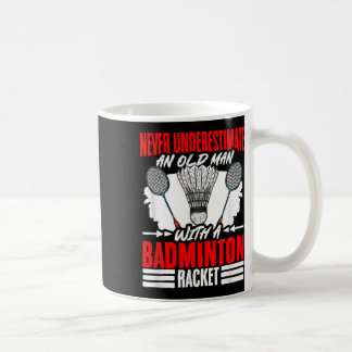 Old Man With A Badminton Racket Shuttle Badminton Coffee Mug
