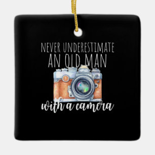Old Man With A Camera Ceramic Ornament