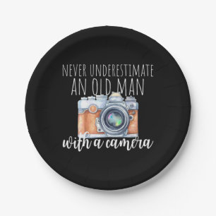 Old Man With A Camera Paper Plate