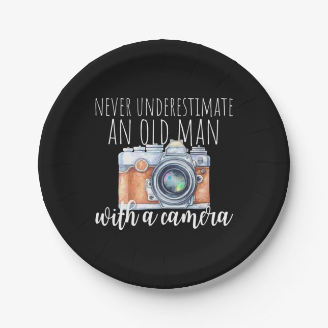 Old Man With A Camera Paper Plate (Front)
