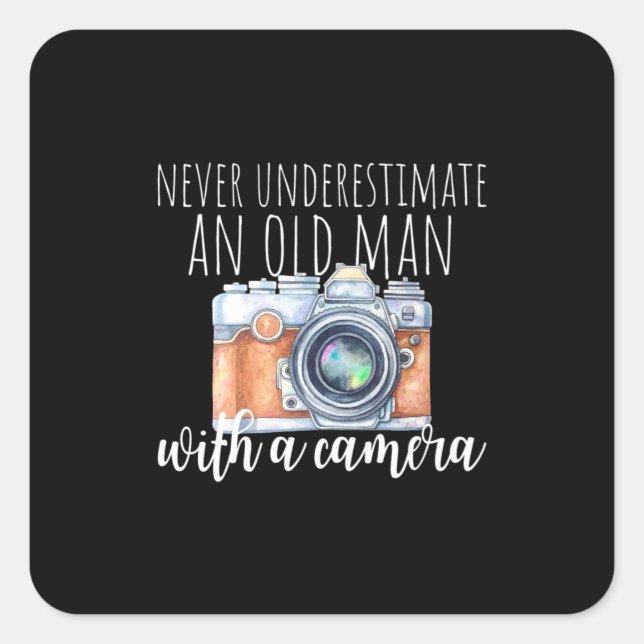 Old Man With A Camera Square Sticker (Front)