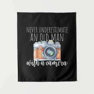 Old Man With A Camera Tapestry