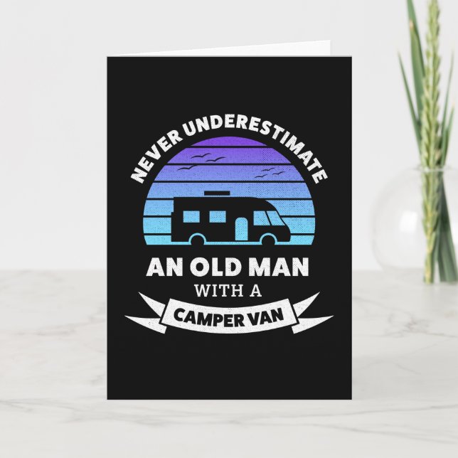 Old man with a Camper van - Funny Gift Card (Front)