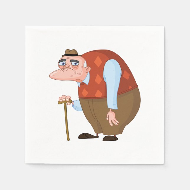 Old Man With A Cane Napkin (Front)