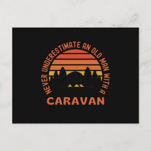 Old Man With A Caravan Funny Caravanning Postcard
