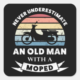 Old Man with a Moped Funny Gift Dad Square Sticker