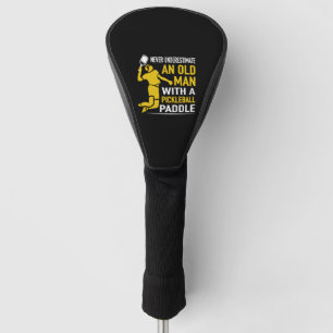 Old Man with a pickleball paddle grandpa Golf Head Cover