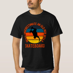 Old Man With A Skateboard Retro Vintage T-Shirt