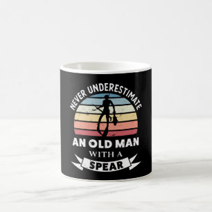 Old Man with a Spear Funny Spearfishing Gift Dad Coffee Mug
