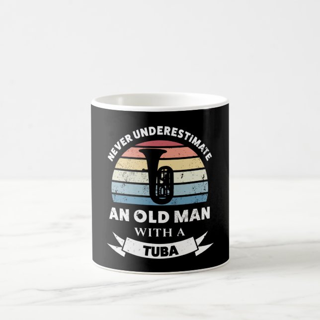 Old Man with a Tuba Funny Music Gift Dad Coffee Mug (Center)