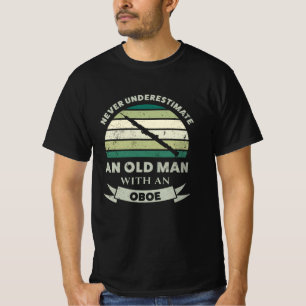 Old Man with an Oboe Music Dad Gift T-Shirt