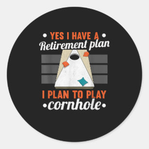 Old Man With Beanbag Cornhole Classic Round Sticker