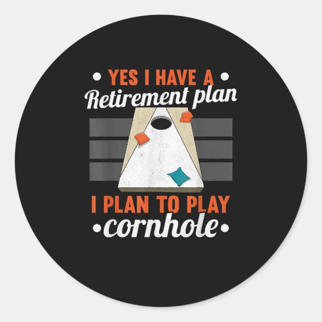 Old Man With Beanbag Cornhole Classic Round Sticker (Front)