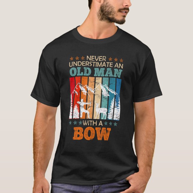 Old Man With Bow Longbow Archer Archery 1 T-Shirt (Front)