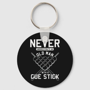 Old Man With Cue Stick Billiards Player Snooker Po Key Ring