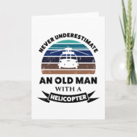 Old Man with Helicopter Funny Gift Dad