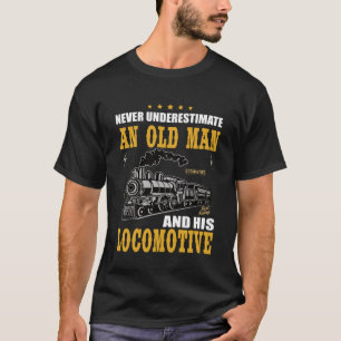 Old Man with Railway Locomotive Driver Model Railw T-Shirt