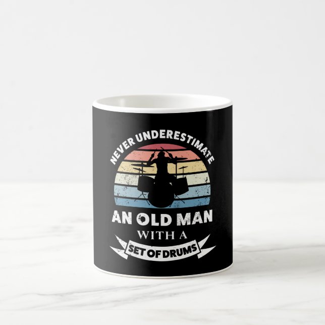 Old Man with set of Drums Funny Gift Dad Coffee Mug (Center)