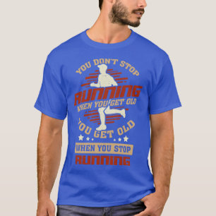 Old Man Woman Running Marathon Runner Gift T-Shirt