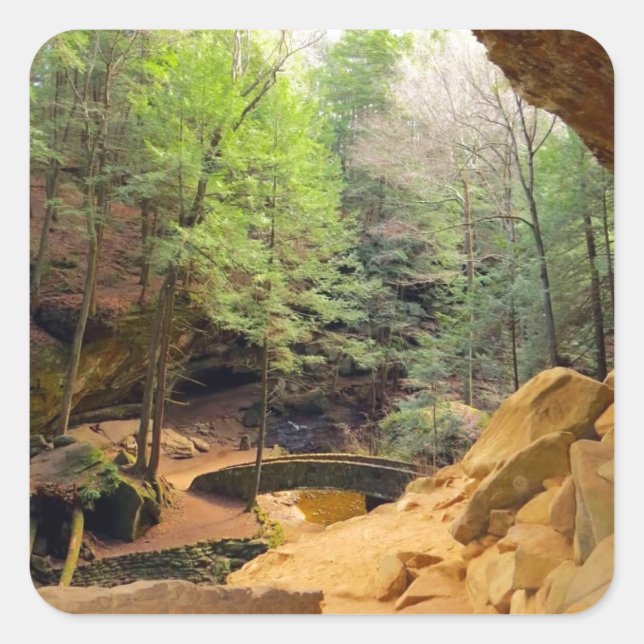 Old Man's Cave Square Sticker (Front)