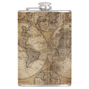 old map hip flask