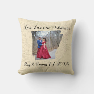 Old Map Love Lives In Arkansas State Shaped Photo Cushion