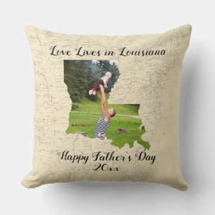 Old Map Love Lives In Louisiana State Shaped Photo Cushion