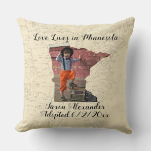 Old Map Love Lives In Minnesota State Shaped Photo Cushion