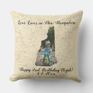 Old Map Love Lives In New Hampshire State Photo Cushion
