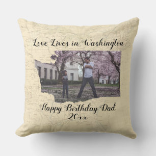 Old Map Love Lives In Washington State Photo Cushion