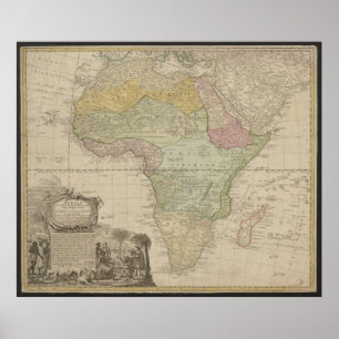 Old Map of Africa, Africa Print, 1737 Poster