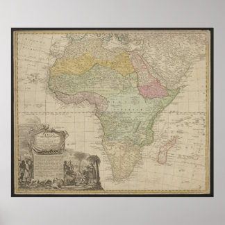 Old Map of Africa, Africa Print, 1737 Poster
