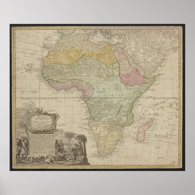 Old Map of Africa, Africa Print, 1737 Poster (Front)