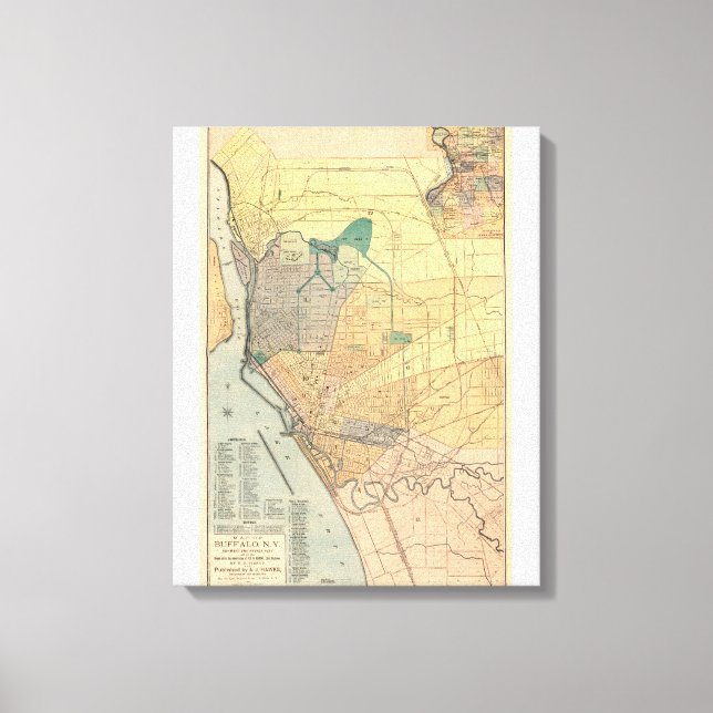 Old Map of Buffalo New York 1891 Canvas Print (Front)