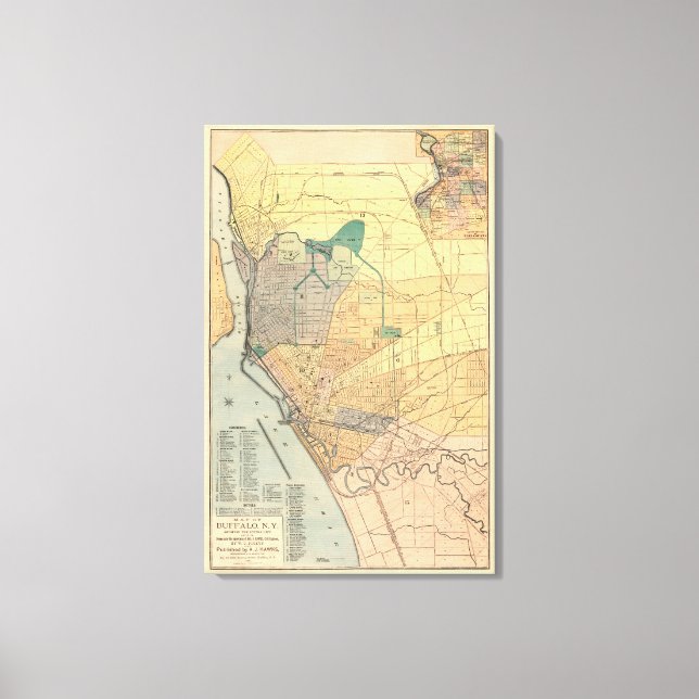 Old Map of Buffalo New York 1891 Canvas Print (Front)